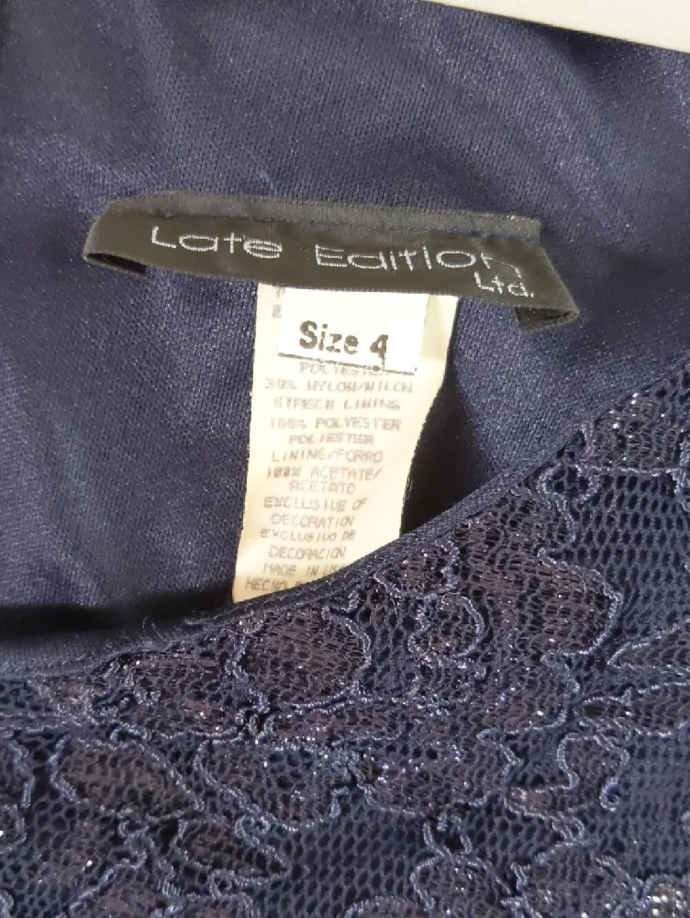 Navy Blue Lace & Chiffon Fit-and-Flare Dress - Picture 15 of 15